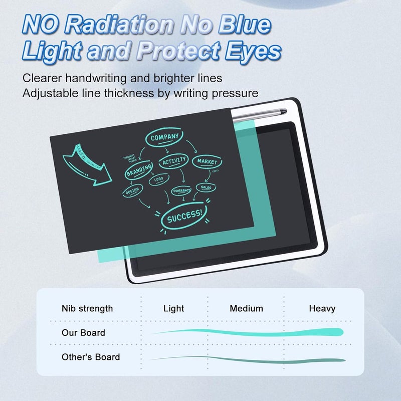 JSJGETYI 10 Inch LCD Writing Tablet with PU Protective Cover Electronic Writing Notebook Erasable Drawing Pad for Taking Notes Drafting Leaving Message (Blue) - Image 5